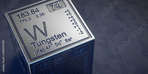 Tungsten. Element 74 of the periodic table of chemical elements.  photo