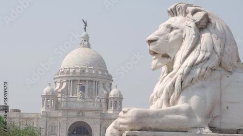 KOLKATA, INDIA - May 07, 2021: Shot of a lion sculpture at Victoria Memorial, Kolkata, West Bengal, India photo