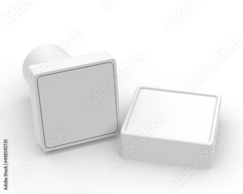 Fotografie Blank plastic kids stamper toy template, 3d render illustration.