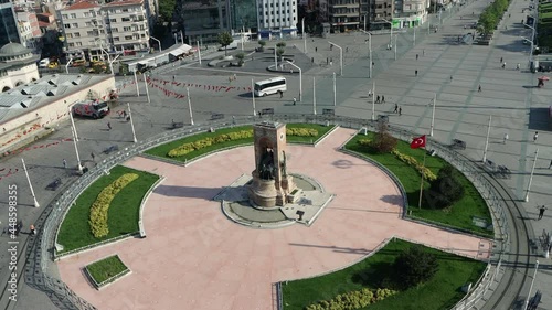Istanbul city center, Taksim Square and Repuplic monument aerial view. Popular touristic destination photo