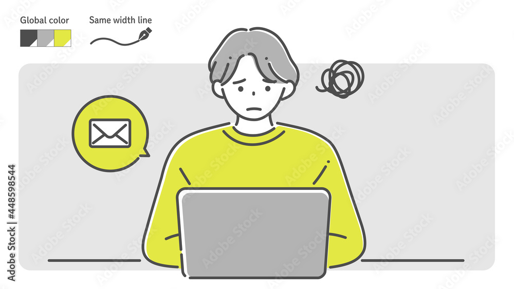 man sending an email by laptop