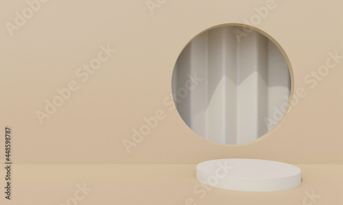 geometric shape on abstract background drill hole putting round wall. for presenting cosmetic products. 3d rendering