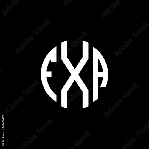 FXA letter logo design. FXA letter in circle shape. FXA Creative three letter logo. Logo with three letters. FXA circle logo. FXA letter vector design logo  photo