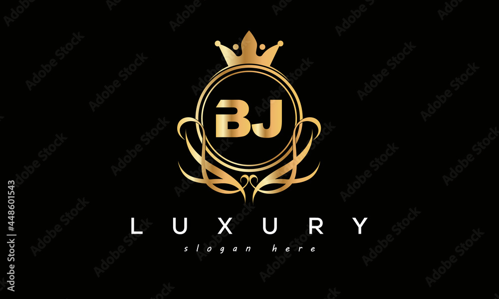 BJ royal premium luxury logo with crown BJ royal premium luxury logo with crown