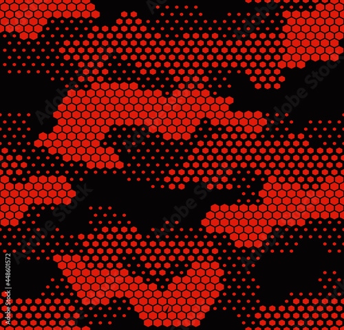 Red camouflage digital vector red texture for printing clothes, fabric.