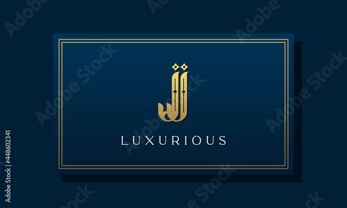 Vintage royal initial letters JJ logo.