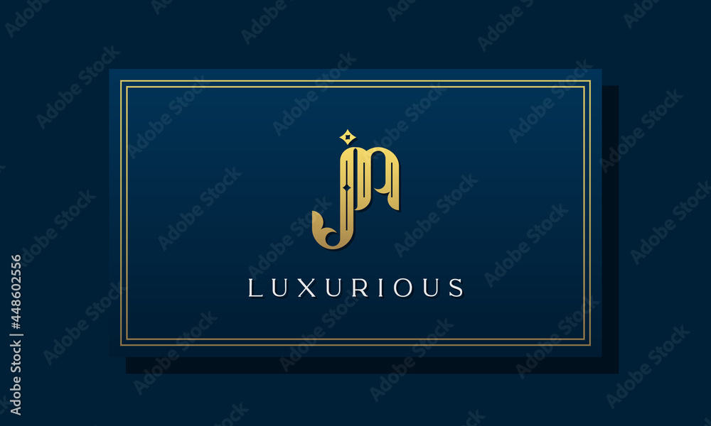Vintage royal initial letters JN logo.