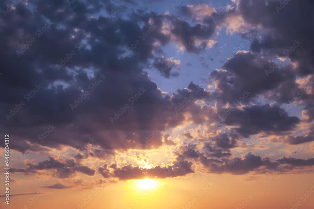 Picturesque view of beautiful sky with clouds at sunset