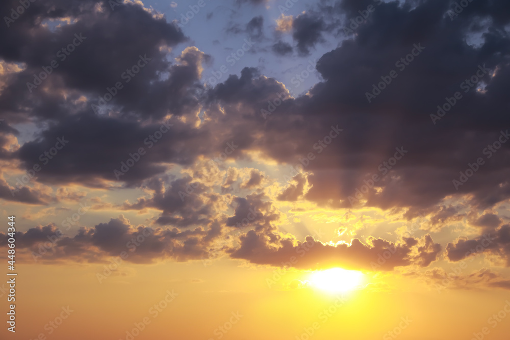 Picturesque view of beautiful sky with clouds at sunset