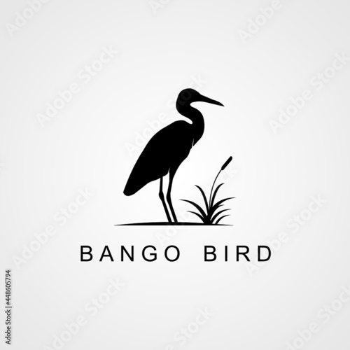 Heron logo inspiration. Silhouette animal design template. Vector illustration