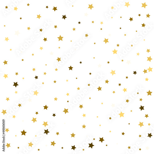 Gold stars falling confetti background.