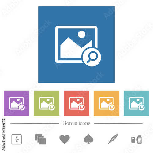Zoom image flat white icons in square backgrounds