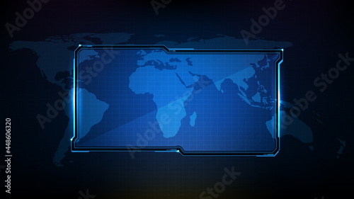 abstract futuristic background of blue technology sci fi frame, hud ui topic, lower third button bar