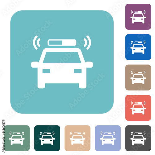 Flashing police car rounded square flat icons