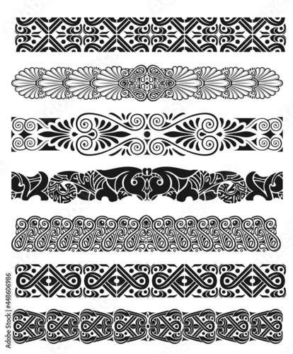 Set of vector arabic decor borders silhouette