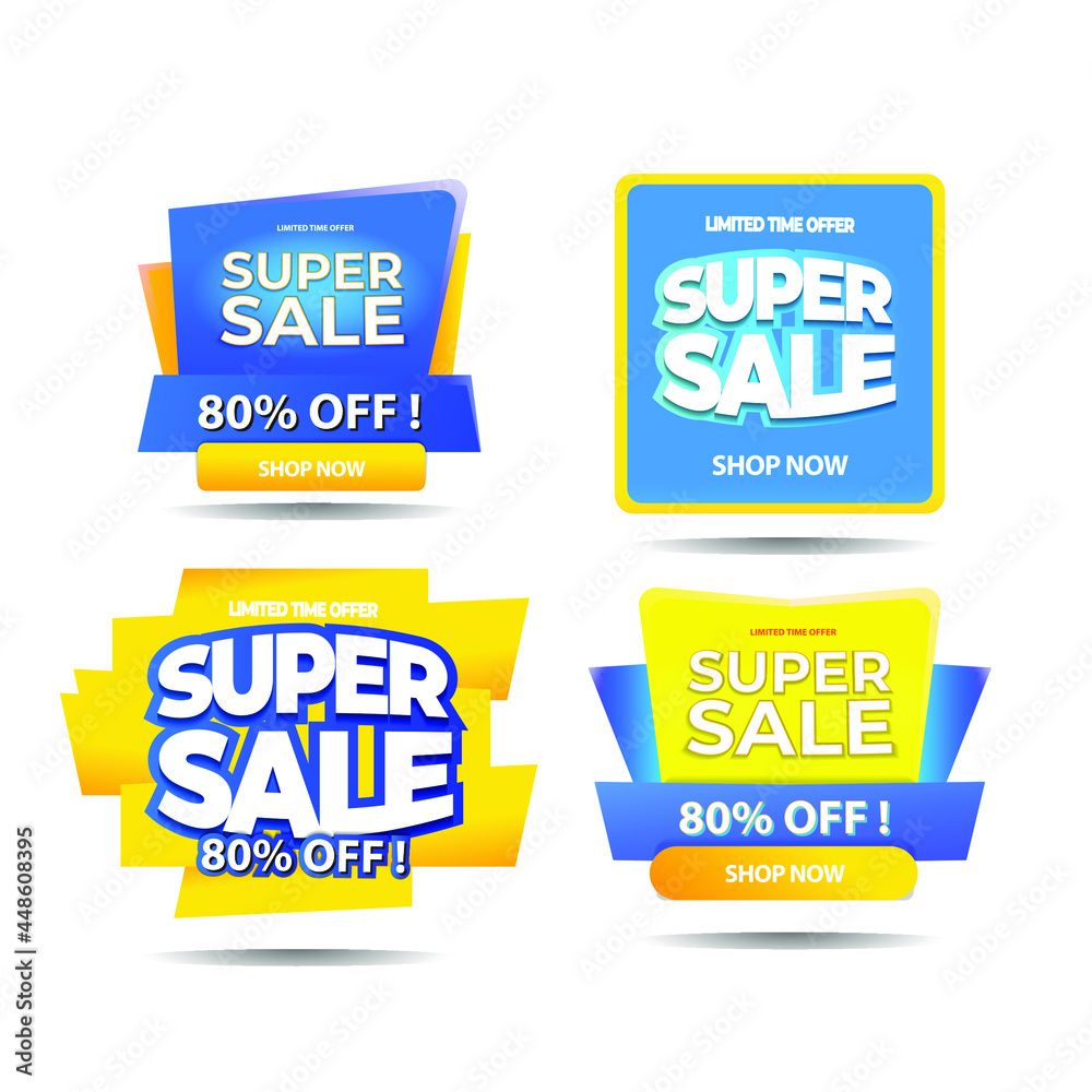 Sale Discount Sale Banner Design Template. Illustration of Mega Sale Template for Website  Retail or Online Store set vector