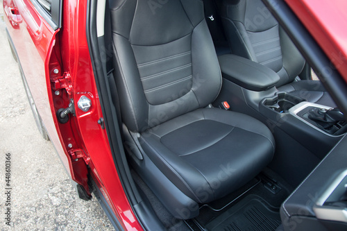 Leather car seats.The interior of the car. Car accessories. © Александр Поташев