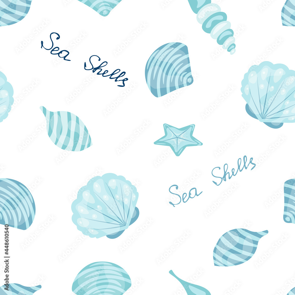 Seamless pattern with cute seashells and starfish - vector illustration, eps Seamless pattern with cute seashells and starfish - vector illustration, eps