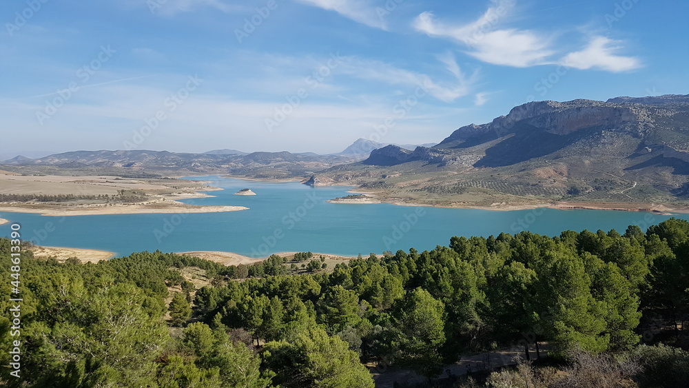 reservoir in spain with turquoise water