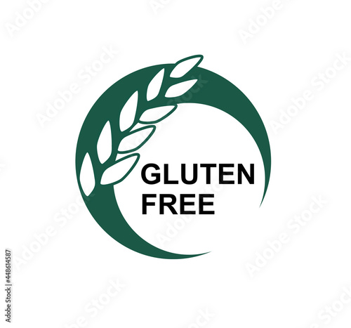 gluten free label with spikelet. Vector logo, icon, sticker. diet brand trademark.