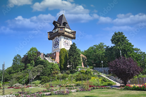 Grazer Uhrturm clock tower in Graz Styria Austria
