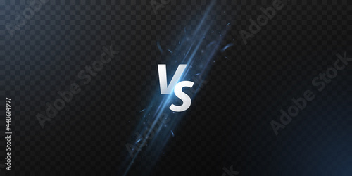 Abstract versus screen. VS letters with bright rays for sport games, match, tournament, martial arts, fight battles on a transparent background. Game concept
