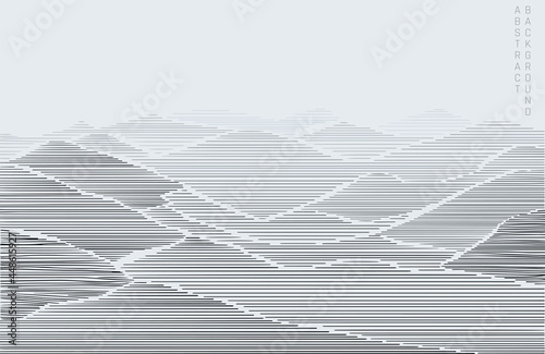 minimalist lines landscape background in asian style with air perspective in blue colours