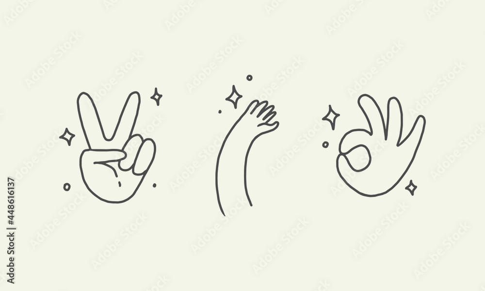 outline doodle of hand gesture on white background. simple illustration of the human body in vector graphics. popular sign gesture for creative design. outline doodle of hand gesture on white background. simple illustration of the human body in vector graphics. popular sign gesture for creative design.