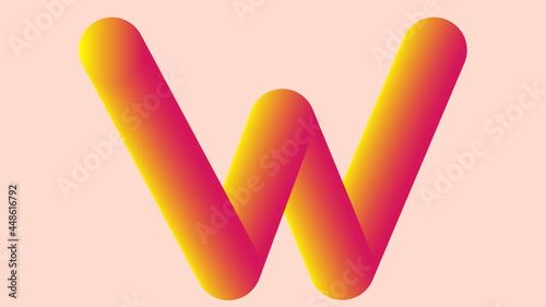 Letter W logo  pink and yellow  with pink background   3d Logo