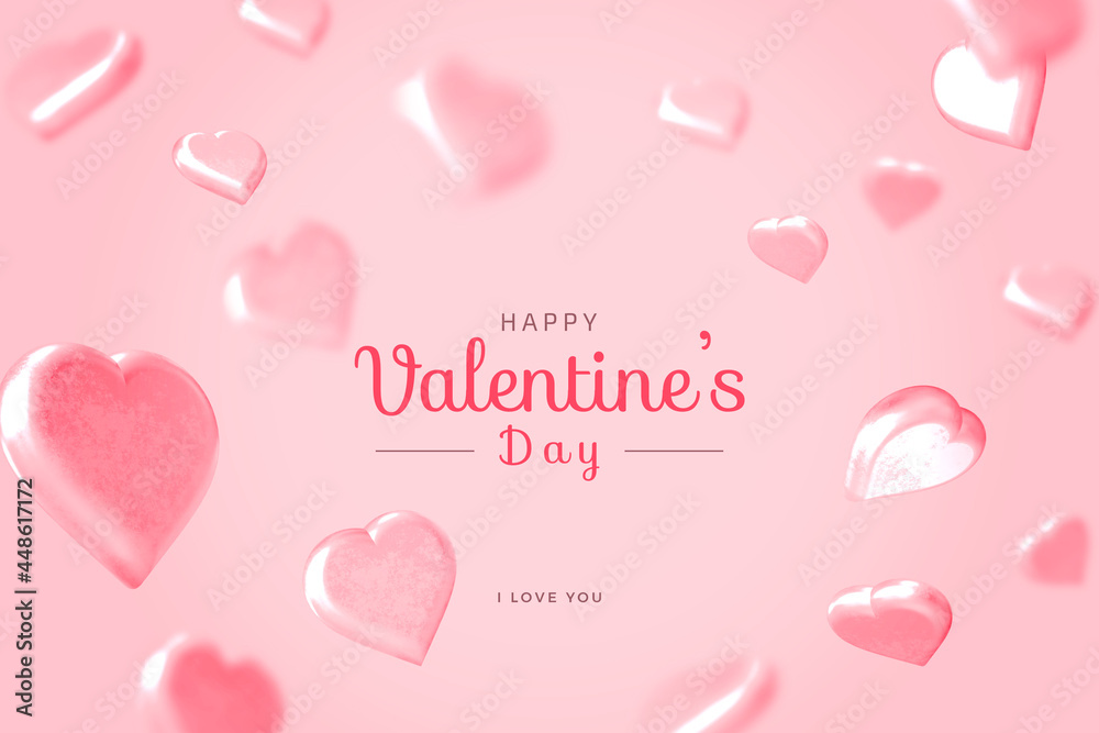 Happy Valentines Day With Love 3D Rendering Bold Mockup