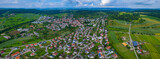 Aerial view around the city Simmozheim in Germany. On sunny day in spring