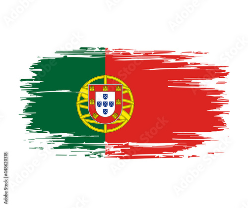 Portuguese flag brush grunge background. Vector illustration.