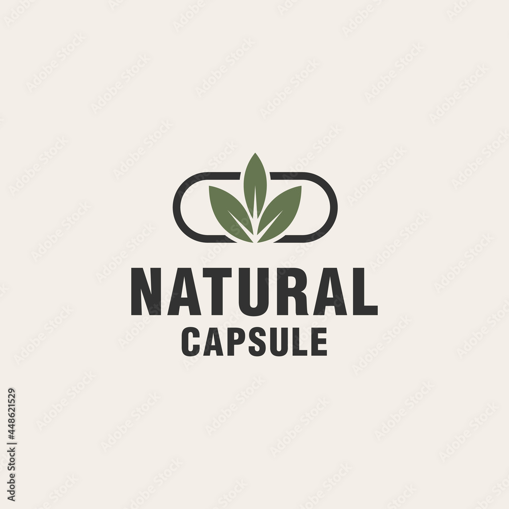 Natural capsule logo template on monogram style