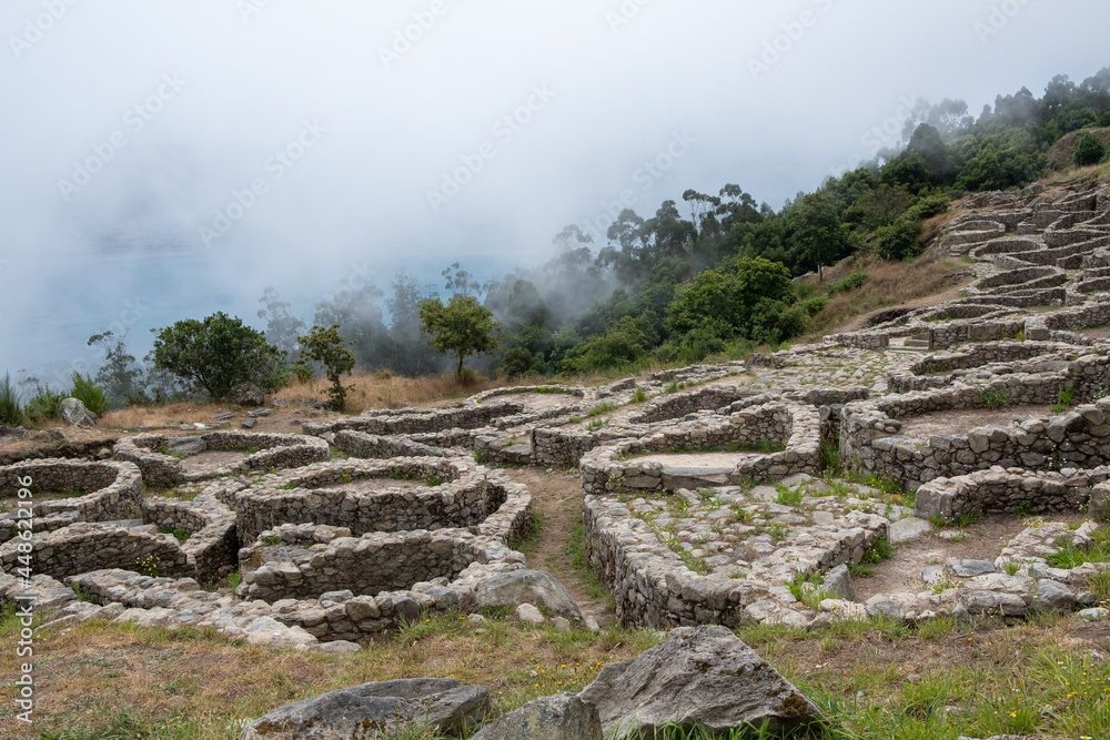 Castro de Santa Tegra (Santa Tecla) site in the mist
