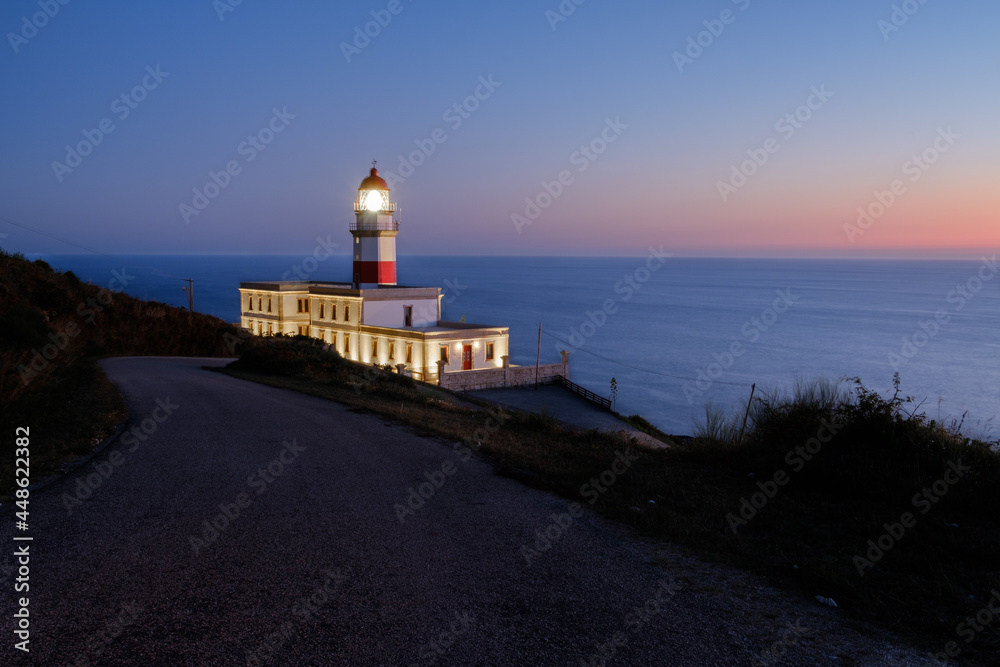 Cabo Silleiro lighthouse on the Atlantic coast of Galicia at sunset