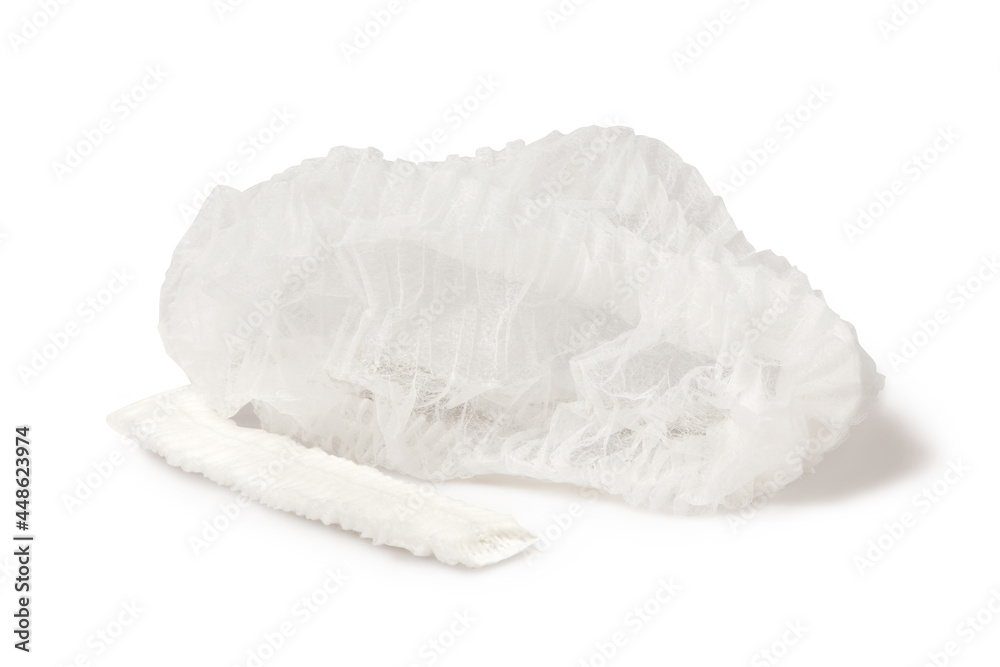 White medical non woven disposable caps isolated on white background with clipping path White medical non woven disposable caps isolated on white background with clipping path