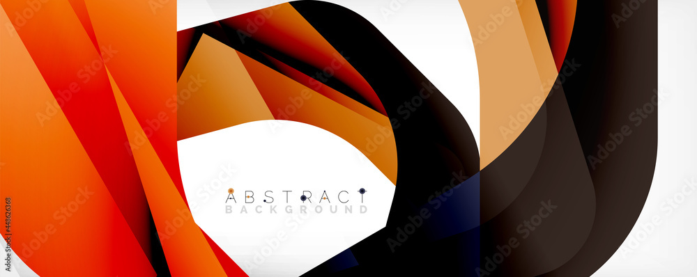 Minimal abstract background - color overlapping shapes on white with shadow lines. Vector Illustration For Wallpaper, Banner, Background, Landing Page