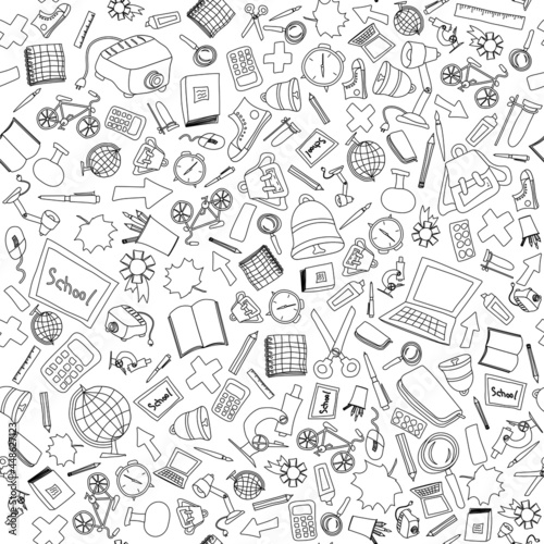 Back to school seamless pattern. Good for textile fabric design, wrapping paper and website wallpapers.