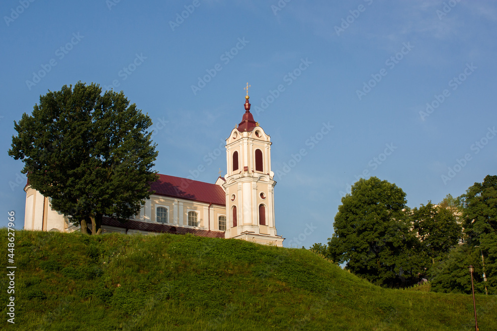 Grodno, Belarus. Catholic temple on a high hill.
