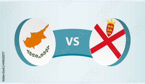 Cyprus versus Jersey, team sports competition concept.
