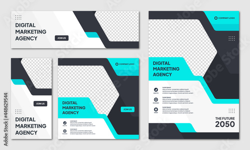 Set of Editable Instagram post template modern background. Promotional web banner for company business. professional business instagram stories. webinar banner sale ads and discount promo