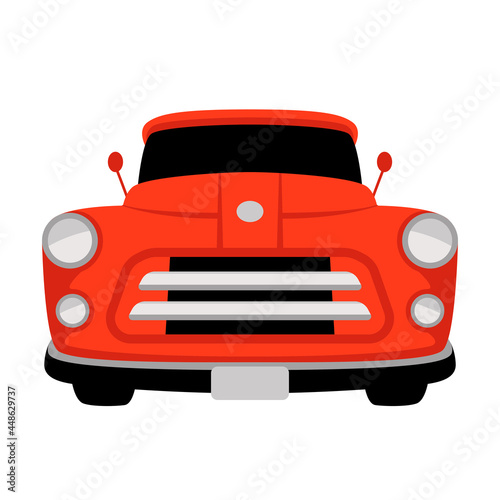 old vintage american car, vector illustration,flat style, front view