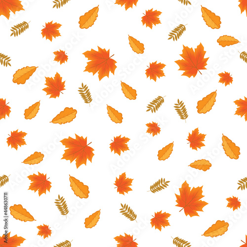 Autumn seamless pattern with red and yellow leaves
