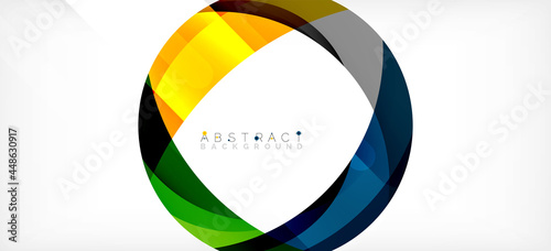 Color circle shapes, minimal geometric background. Trendy dynamic composition. Vector Illustration For Wallpaper, Banner, Background, Landing Page