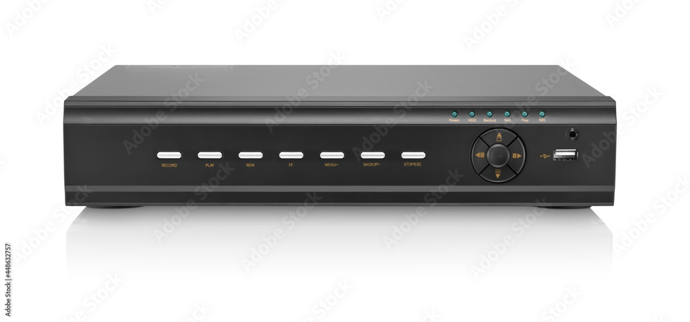 Front view of DVR for security systems isolated Front view of DVR for security systems isolated