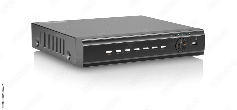 Side view of DVR for security systems isolated Side view of DVR for security systems isolated