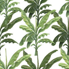 Wandcirkels Botanische print patronen Aquarel palm en bananenbomen retro  © Paint_art