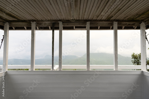 View from Inside a Fire Tower in Appalachian Mountains in North Carolina on a Foggy Day