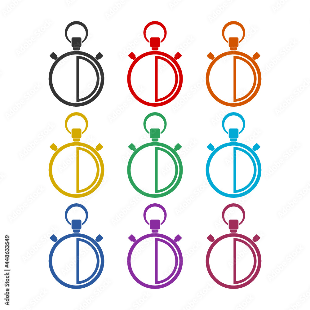 Stopwatch color icon set isolated on white background Stopwatch color icon set isolated on white background