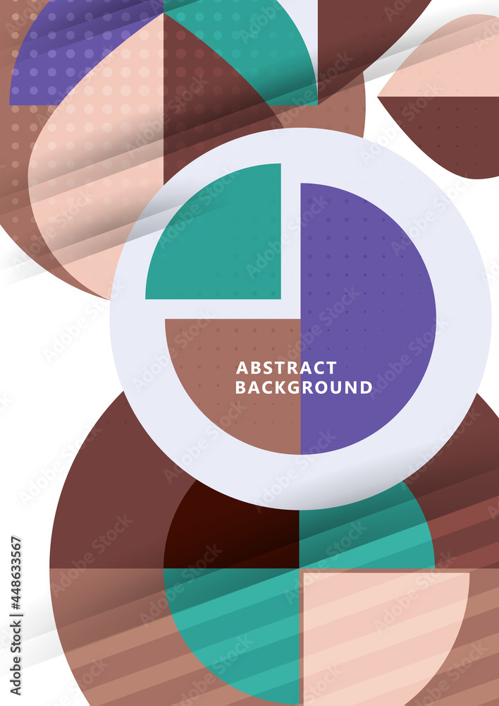 Obraz premium Dynamic trendy geometric abstract background. Modern overlapping round shapes. Corporate design. Template for a poster, banner, business card, postcard. Vector